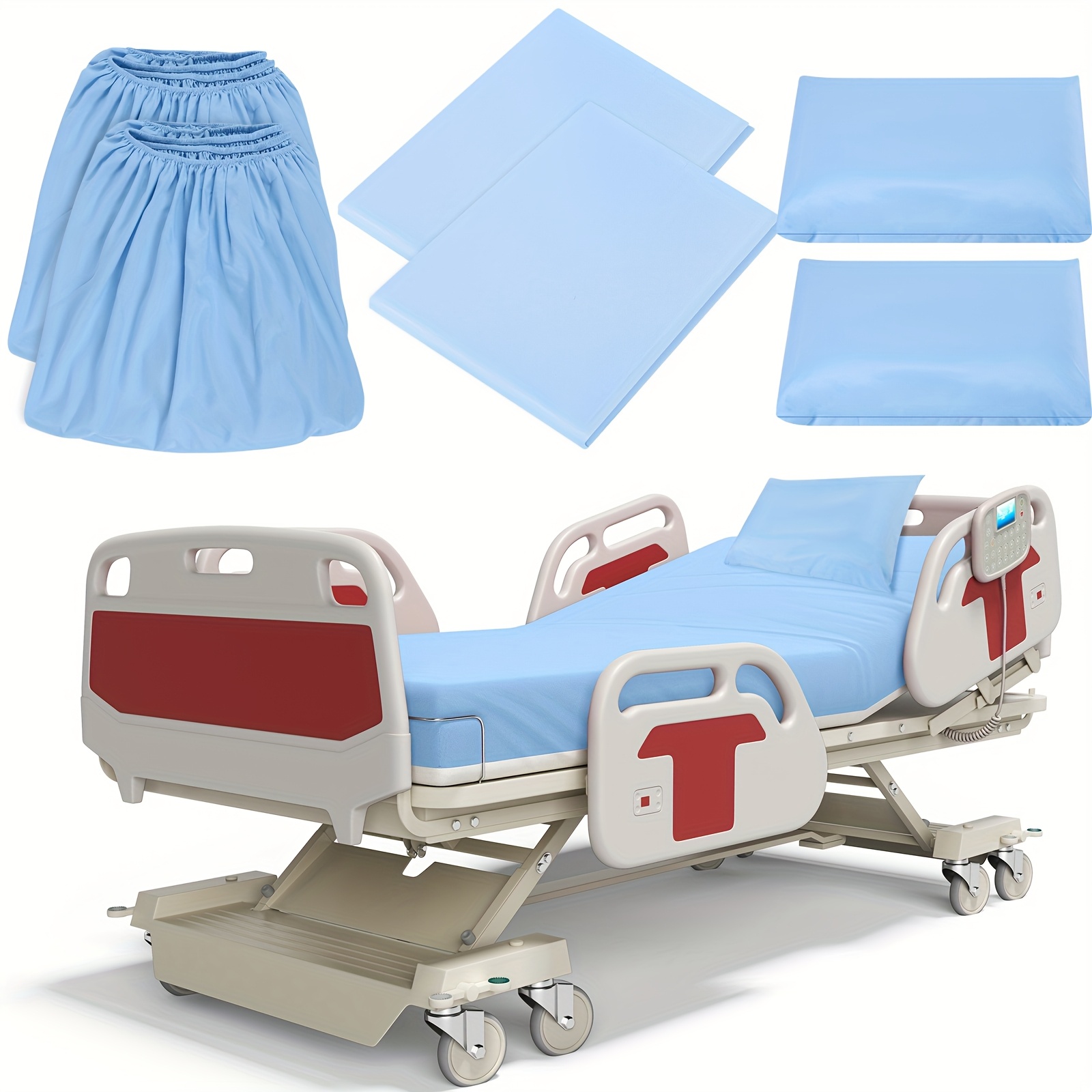 6pcs Hospital Bed Sheet Set Fitted Hospital Bed Sheets For Home And Hospital Bed Included Sheet And Pillow Case (blue)
