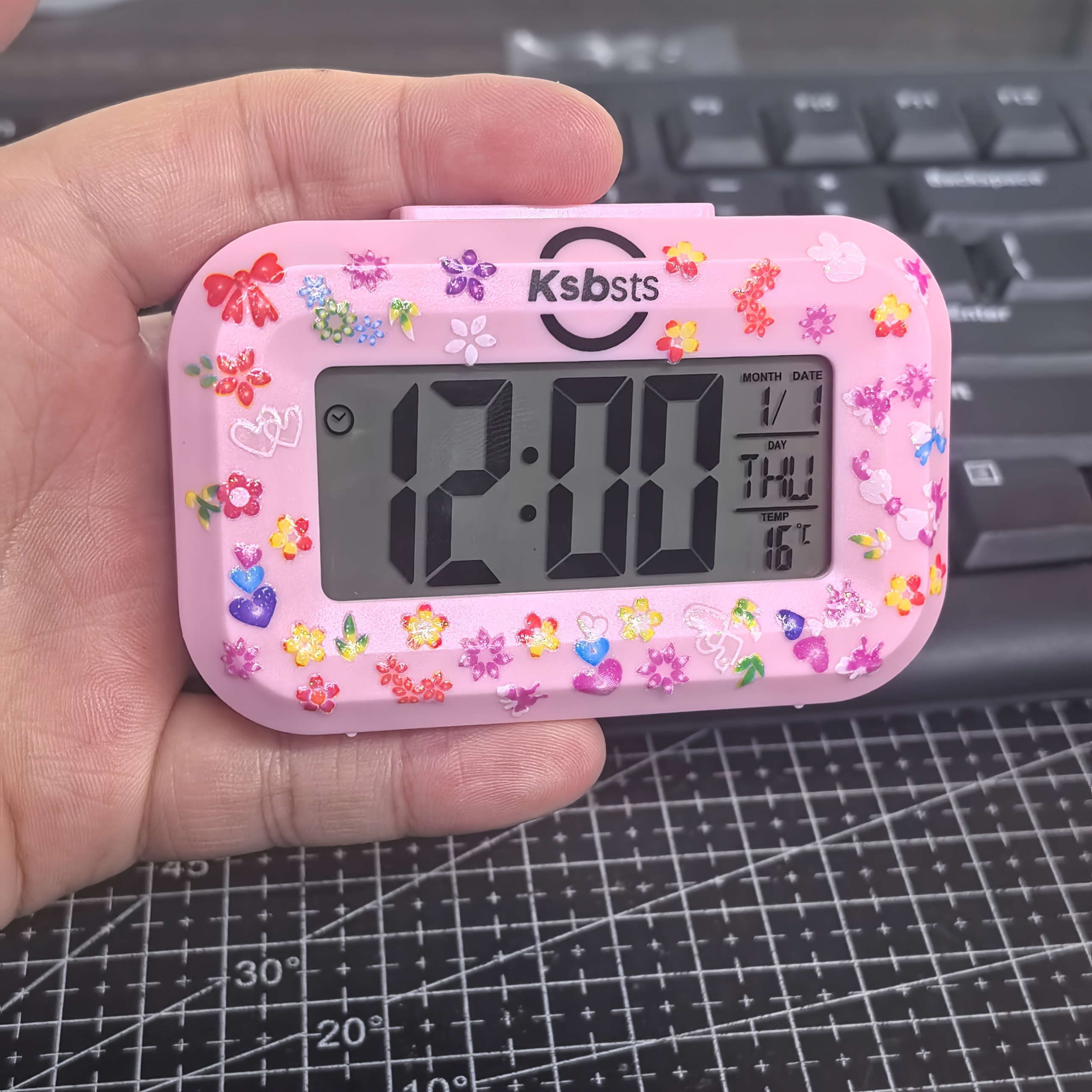TEMU Multifunctional Alarm Clock With Night Light, Calendar, Day Of The Week, And Temperature Display, Function — Includes A Provided Small Sticker