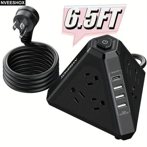 power strip tower 12 outlets with usb 3 usb a 1 usb c 3 side charging station 1625w 13a 700j protector 6 5ft flat plug extension cord with multiple outlets for home office dorm