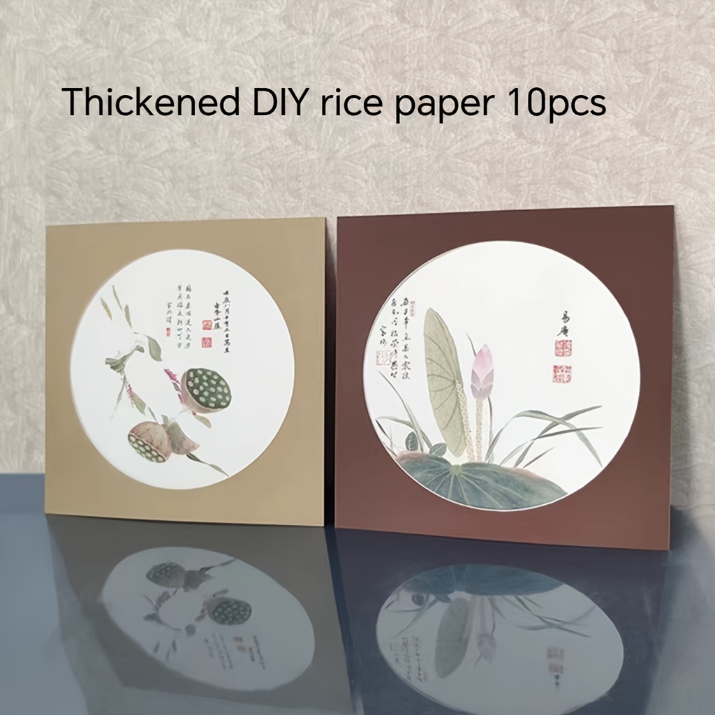 

Yb Thickened Diy Rice Paper For Calligraphy And Ink Painting, 10 Pcs - Circular Sheng Xuan Artist Paper, Non-bleed Art Creation Sheets For Festive Decorations