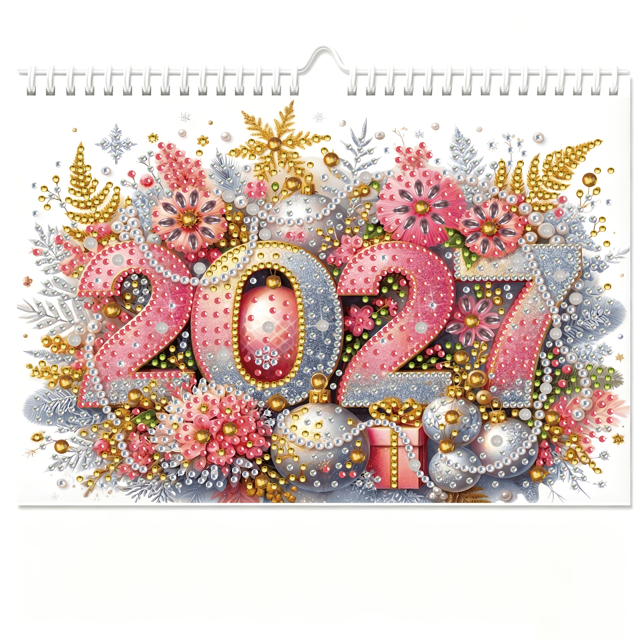 TEMU 2027 Diamond Painting Calendar Diamond Painting Calendar Set, Holiday Reminder Pattern Desk Calendar Irregular Diamond Drill Artist Home Desktop