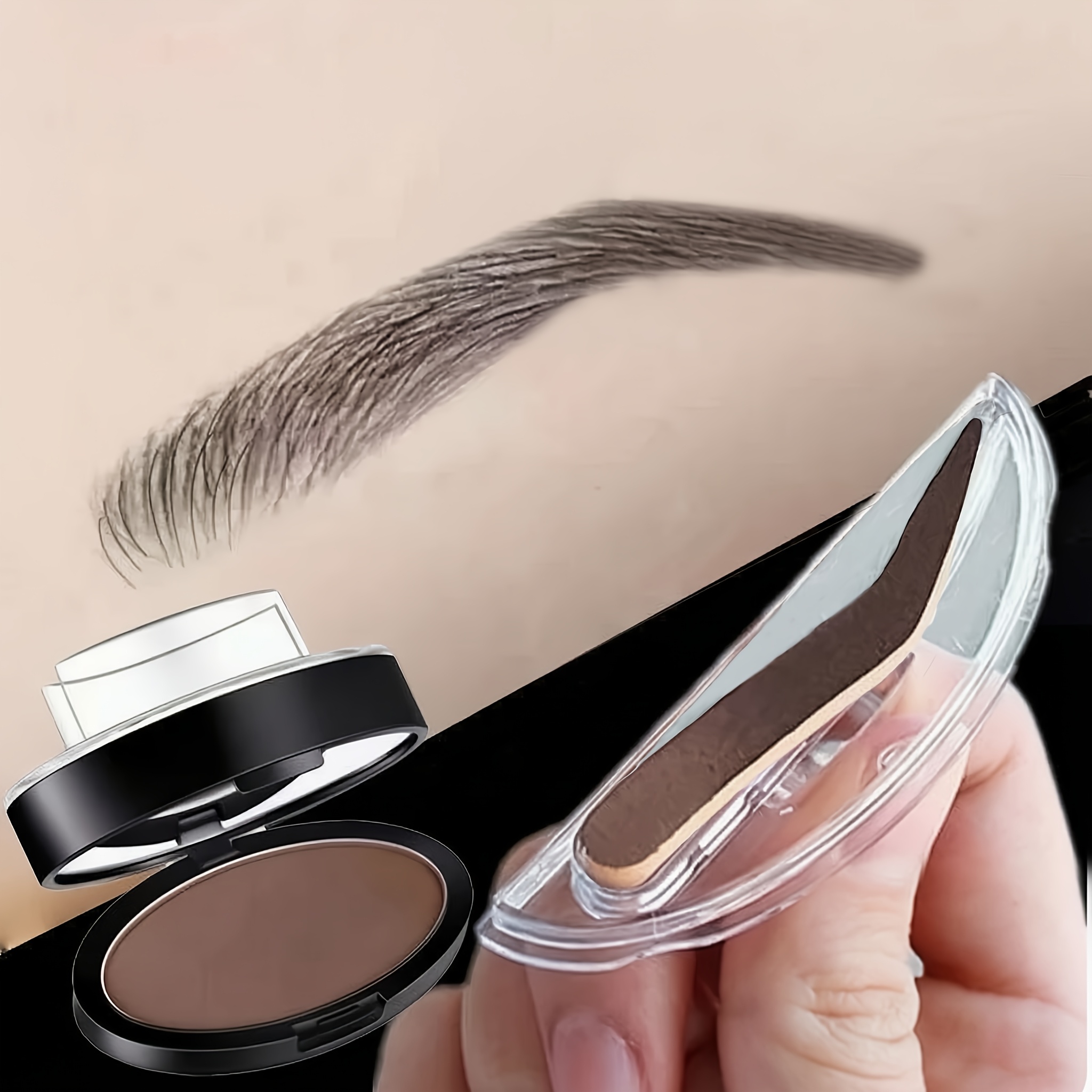 Waterproof Eyebrow Stamp, 3 Colors Arch-Shaped Eyebrow Powder Stamp