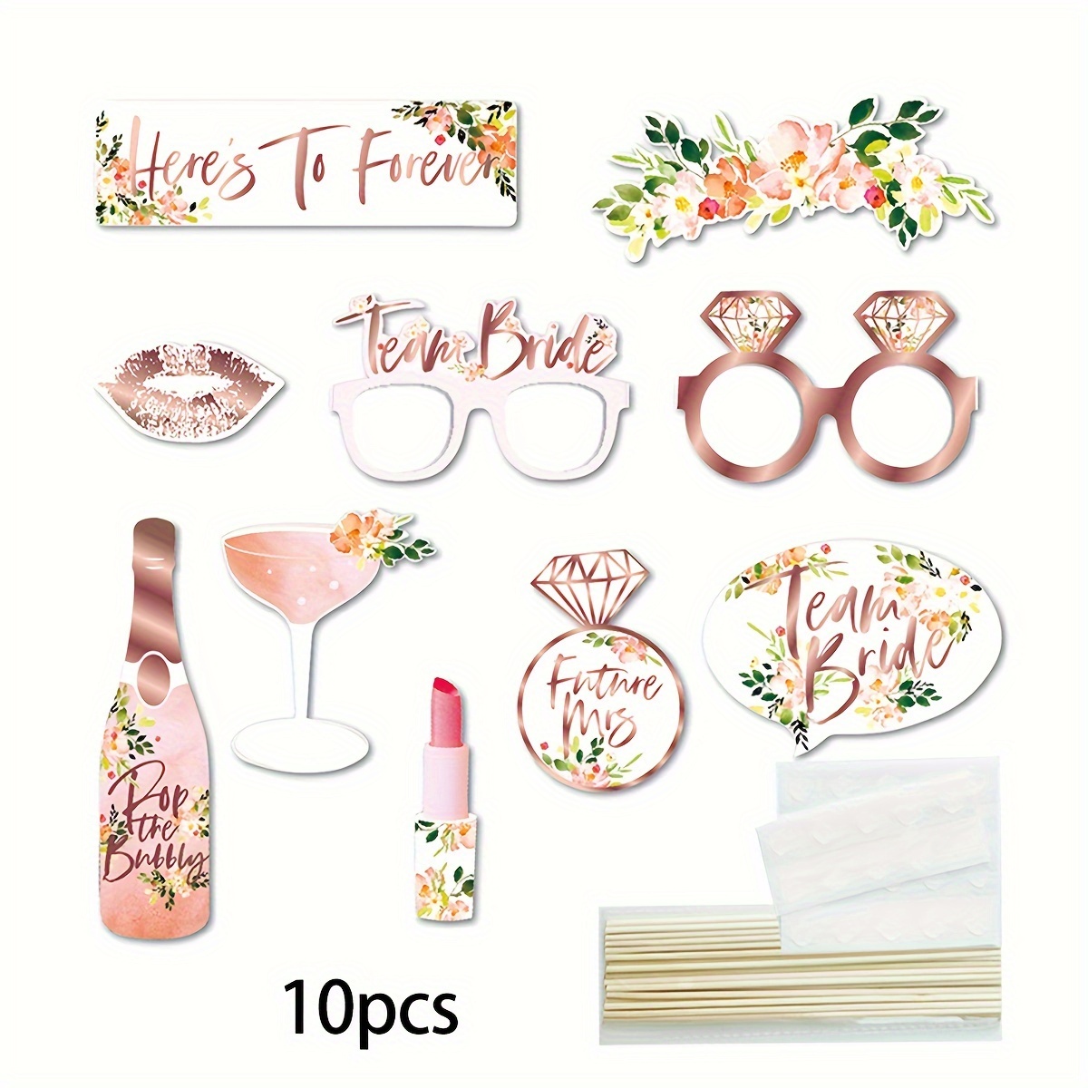 Image of Ten-piece "bride To Be" Wedding Photo Props Set For , Bridal Shower, Bridesmaid Games, And Party Photography