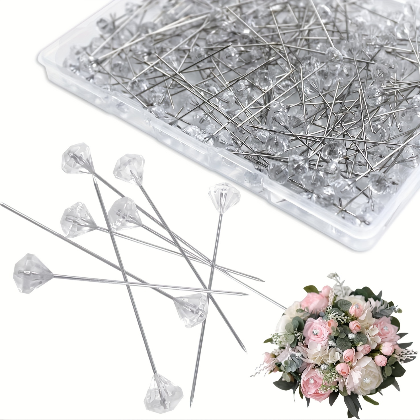 

50-piece White Pearlized Head Pins, 8x51mm - Rust-proof Positioning Needles For Sewing, Jewelry Making, Floral Arrangements & Wedding Bouquets