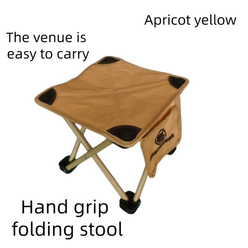 Portable Folding Chair With Hand Grip - Durable Metal Frame, Easy Clean, Ideal For Camping & Outdoor Activities
