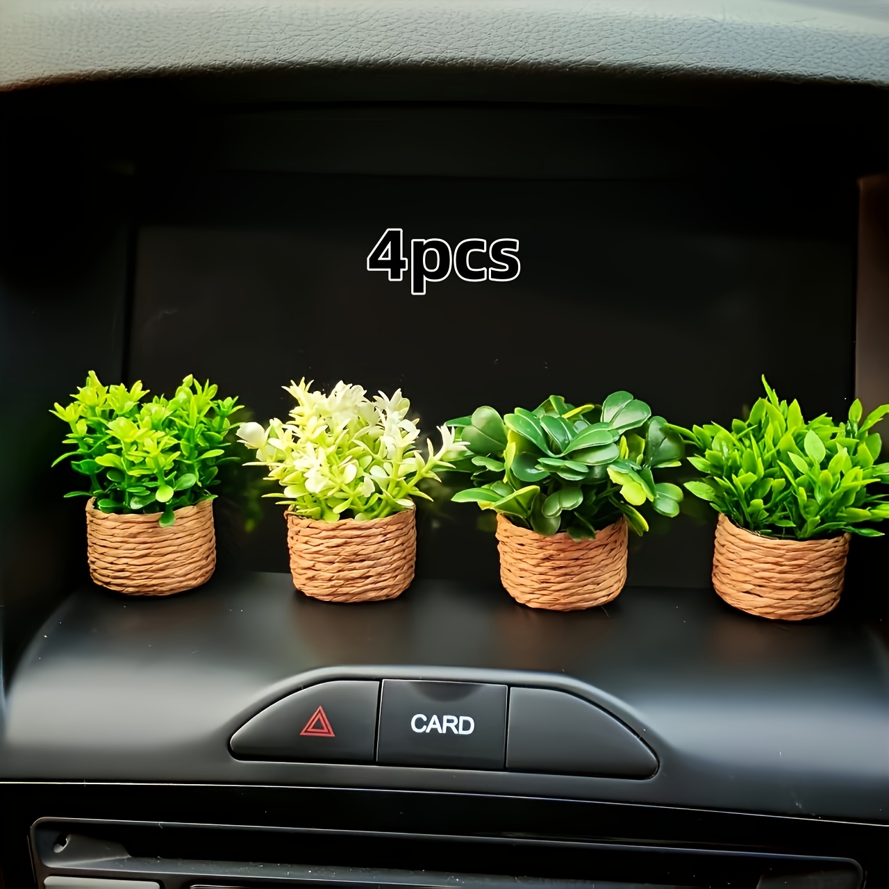 TEMU 4pcs Set Of Car Interior Decoration, Micro Landscape Simulation Display. Mini Green Plant System Car Accessories, Dashboard Decoration, Small