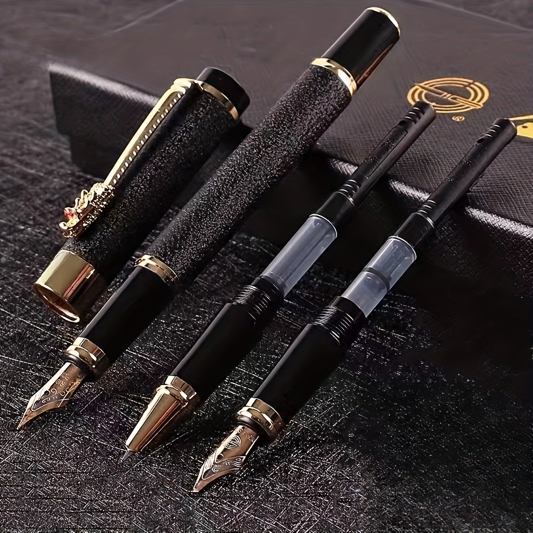 

3pcs/box Matte Metal Fountain Pen, Daily Writing Business Office Iridium Nib 0.38mm, 0.5mm, 1.0mm, Pen For Practicing - Perfect For Calligraphy Practice & Wonderful Surprise Gifts!