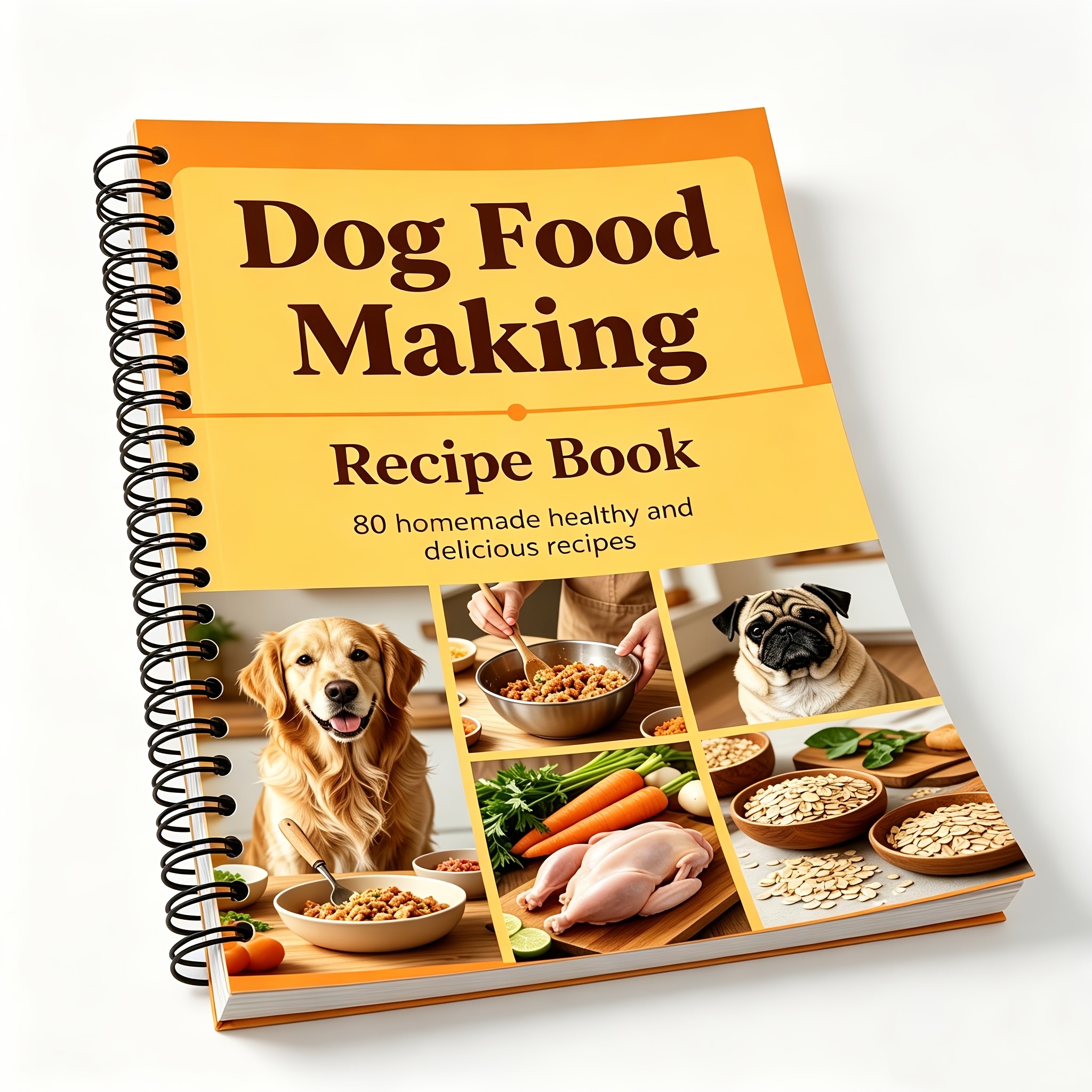 Easy Homemade Dog Food: 80+ Recipes And Production Processes/Spiral Binding, Fresh Feeding Guide for Pets, Suitable for Busy Owners, Keeping Dogs Happy And Healthy Suitable for All Breeds