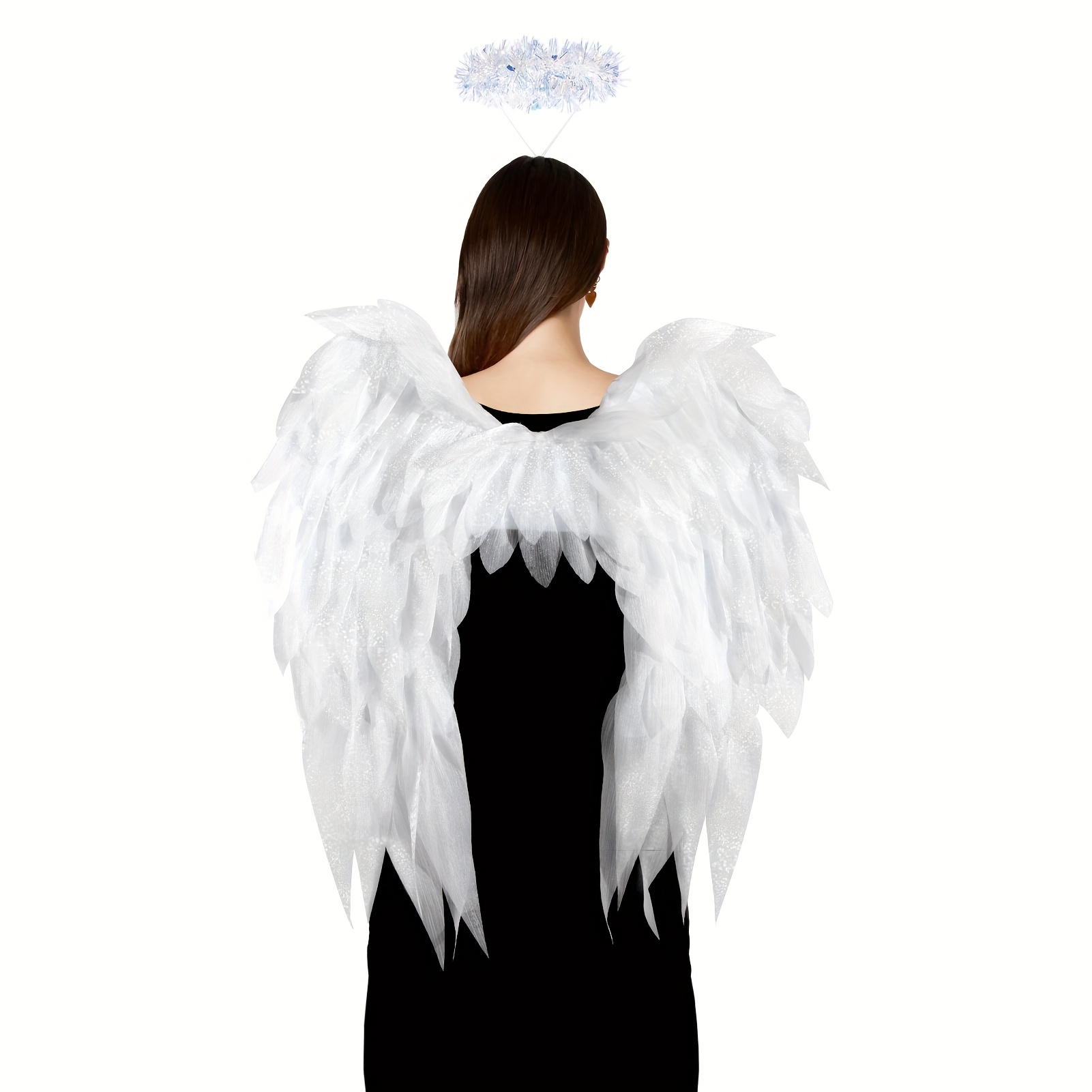 Fallen Angel Adult Black Angel Costume Wings, 16\" X 16\" Black Angel Wings, Dark Angel Demon Costume Accessory For Halloween - Wings Only