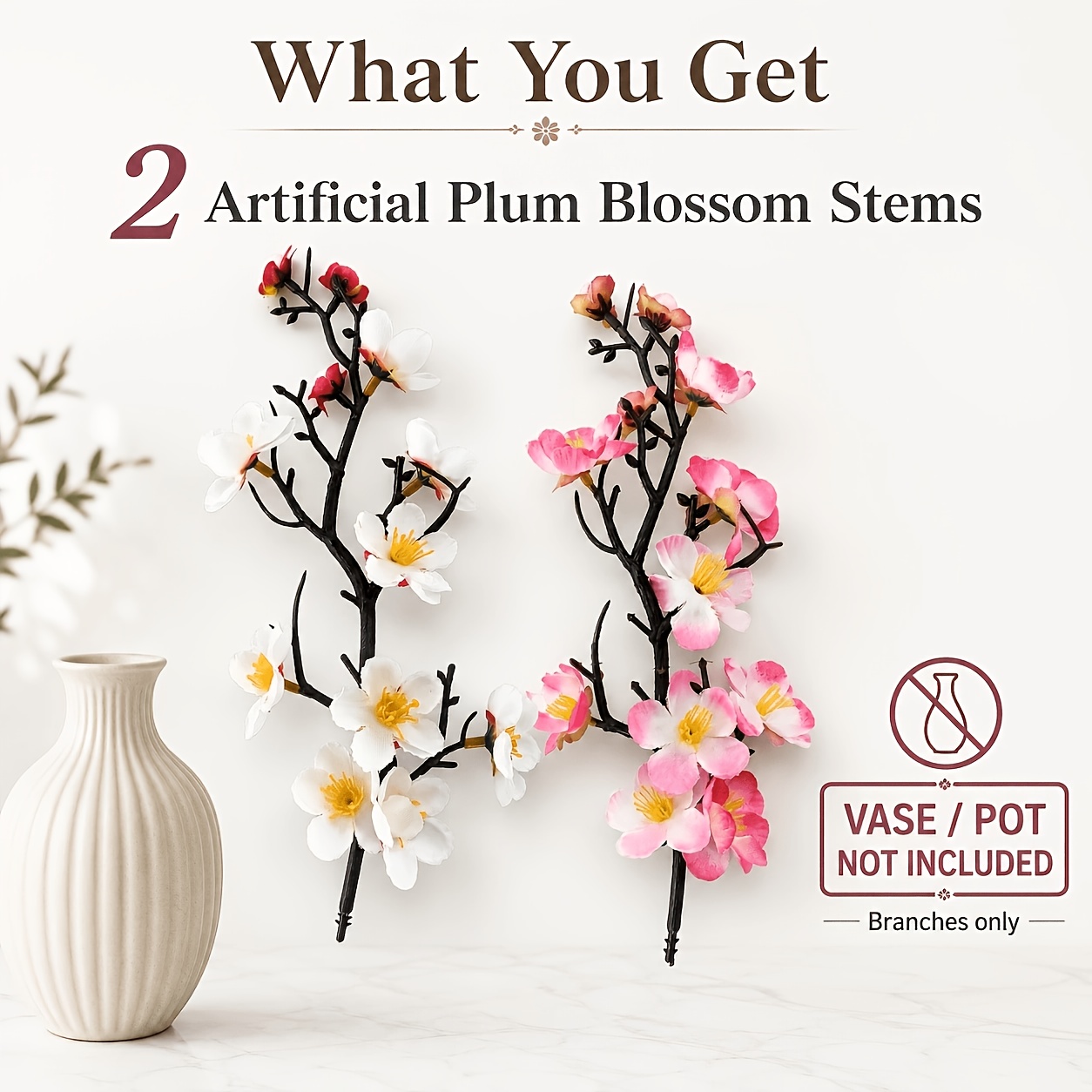 2-Color Combination Pack of Realistic Plum Blossoms