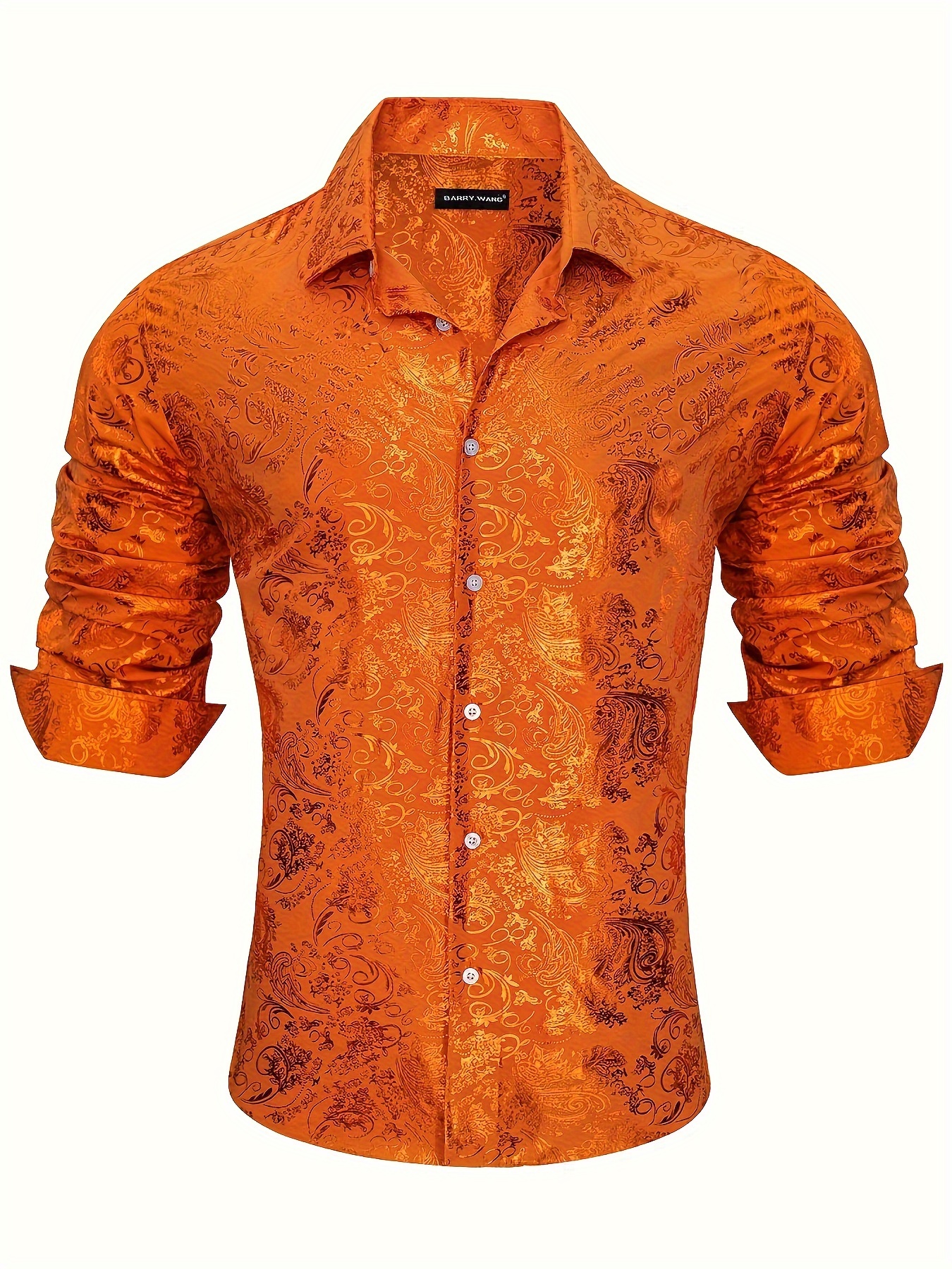 mens dress shirts luxury floral pattern long sleeve button - Temu