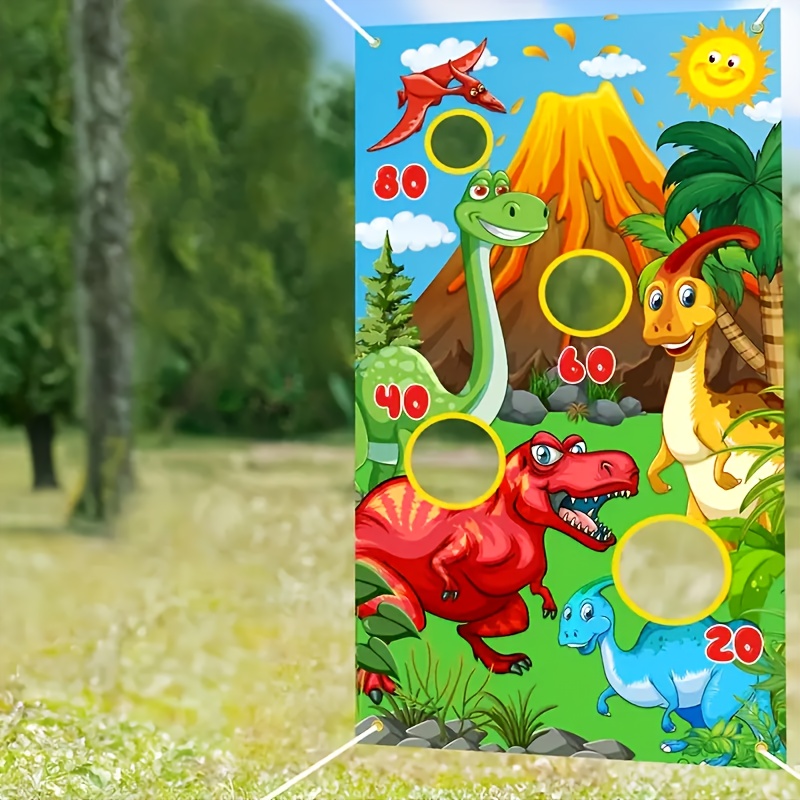 

Dinosaur Tossing Game Banner, Realistic Dinosaur Party Sandbag Game, Includes 4 Bean Bags And 4 Holes, Suitable For Indoor And Outdoor Birthday Party Decorations And Yard Hanging Flags.