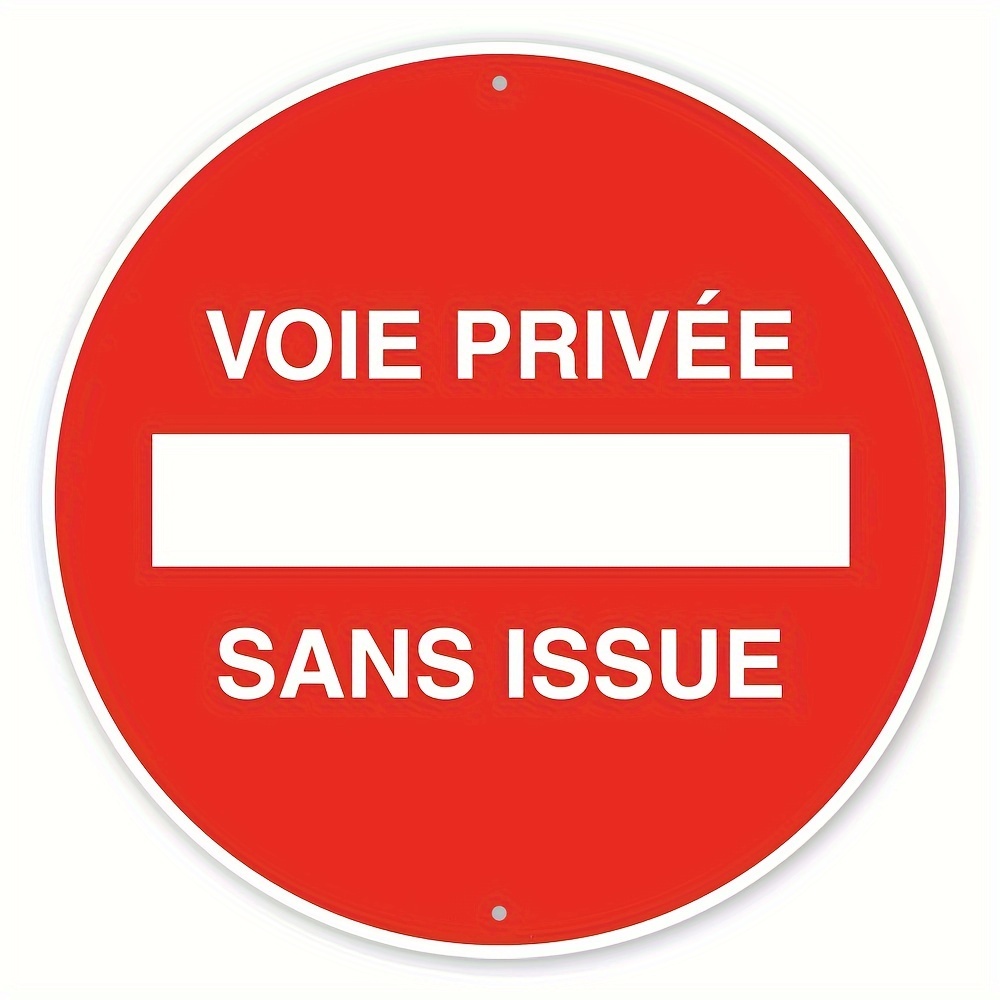 TEMU 1 pièce Panneau rond en aluminium français « Chemin privé - Interdiction de », 20,32x20,32cm - , à monter au mur, plaque décorative d'extérieur