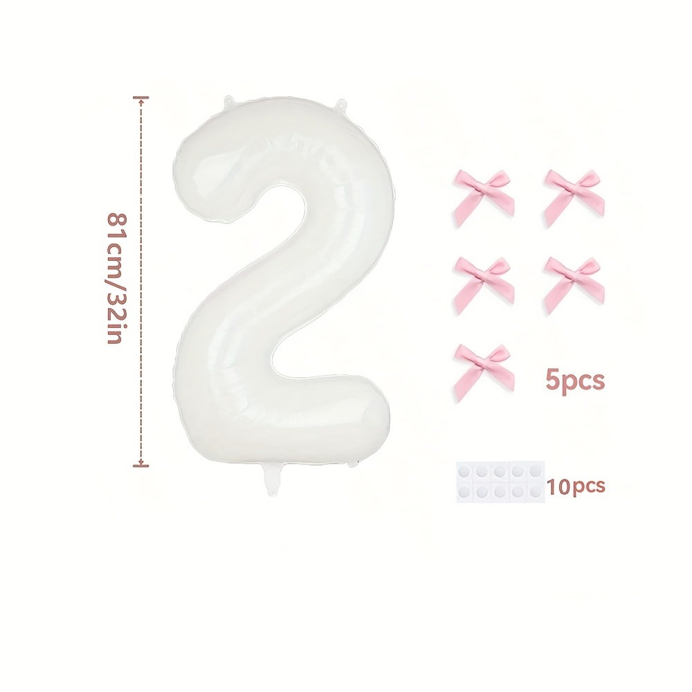 1pc 32 Inch Balloon With 5pcs Pink Bows And Foil Balloon For Happy Birthday, Wedding, Anniversary Decoration