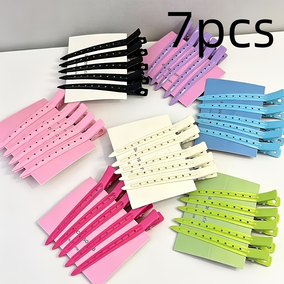 TEMU 7pcs Set Of Pieces, Each Color, Bright Lacquer Dopamine Fluffy Root Positioning Hair Clip, A High Top, Duckbill Clip, Makeup Clip, Root Clip,