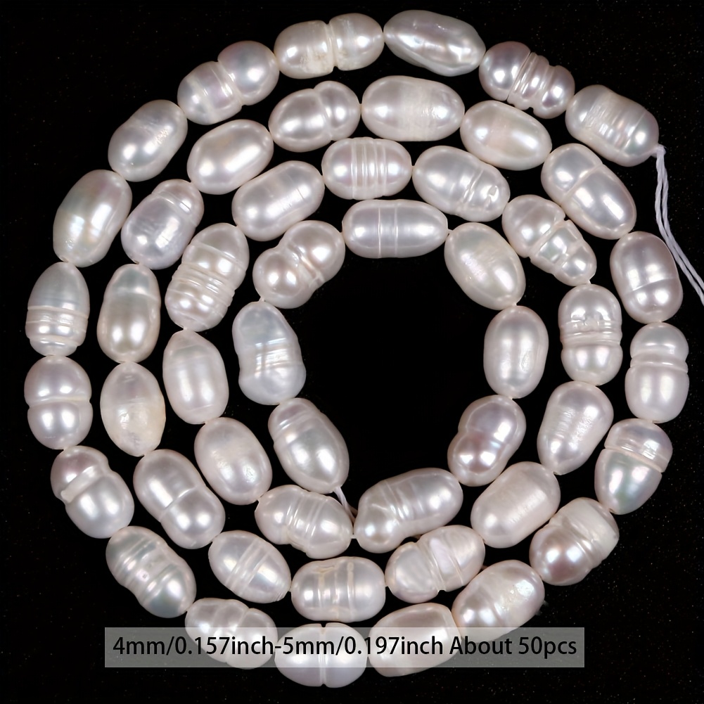 1 Strand 4mm-10mm Freshwater Rice-shaped Freshwater Pearls Beads Loose Spacer Beads For Jewelry Making Diy Bracelet Necklace Handmade Accessories About 33cm