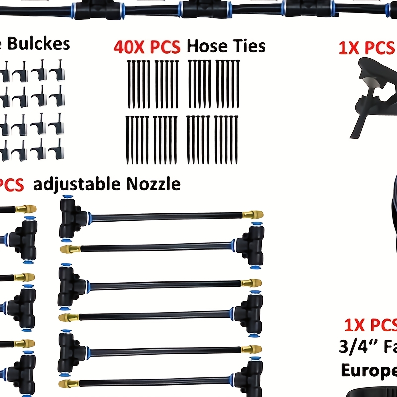 

20m Micro Drip Irrigation Kit With Adjustable 7.87" Brass Mist Nozzle - Automatic Watering System For Balcony & Greenhouse Gardening, Euro-, No Electricity Required