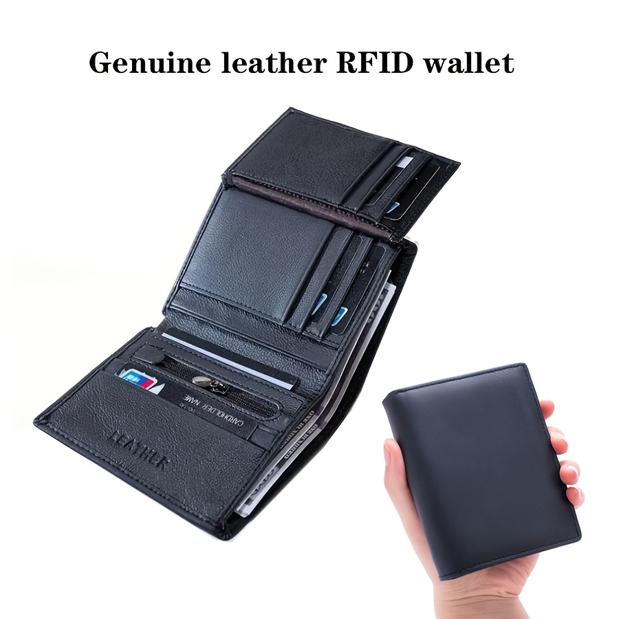 

Portefeuille pour homme en cuir , porte-monnaie pour homme, porte-monnaie vintage vertical, porte-cartes de crédit court, porte-monnaie pour homme, portefeuille RFID pour homme.