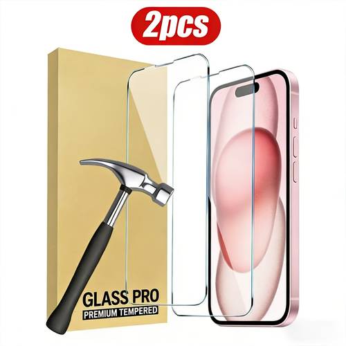 2pcs white sheet hd hd tempered glass screen protector anti fingerprint full coverage scratch resistant drop resistant full screen coverage for 17 17pro 17pro max 17air 16 16 plus 15 pro max pro 15plus 14 pro max 13 12 11