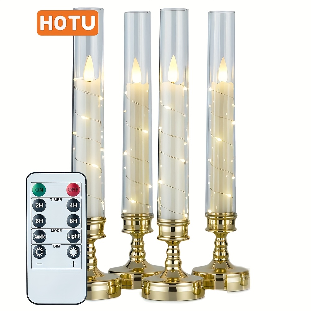 4 stuks Vlamloze Kaarsen met Afstandsbediening
