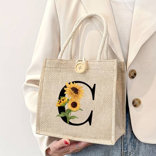 a flower letter handbag large capacity portable casual multi functional gift suitable for women teachers friends suitable for weddings birthdays hand clean button closure christmas gift