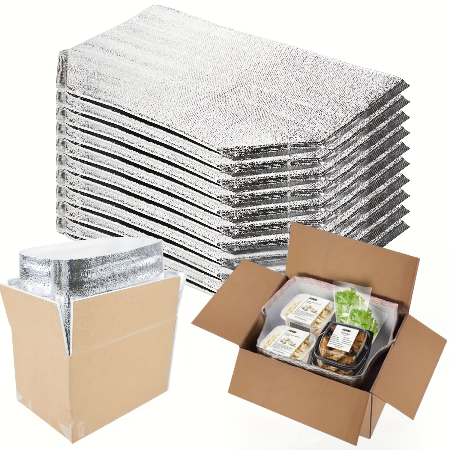 E-shop 10 Stück Wiederverwendbare Isolierte Versandtaschen, 13.4" x 9.4" x 13", Wasserdichte Aluminiumfolie Thermische Lebensmittelträger für Heiße &