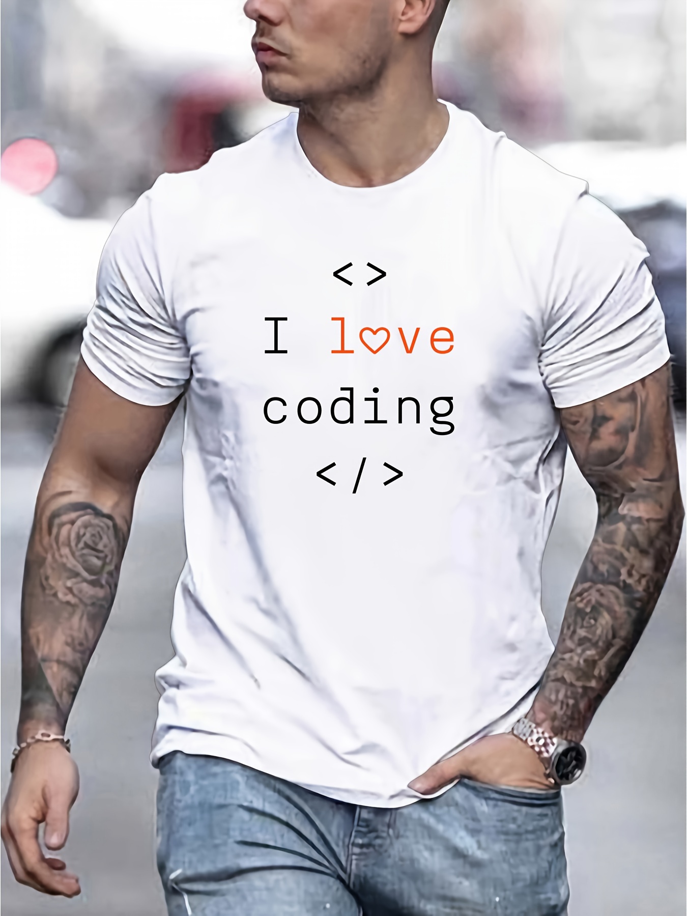 Love Programming Pattern Spring Summer Autumn Casual Crew - Temu