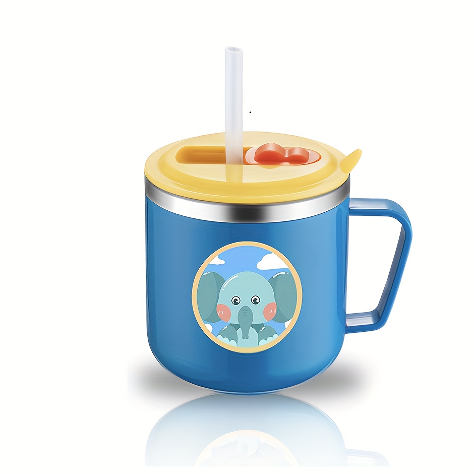 TEMU 1pc Stainless Steel Mug, Portable Coffee Cup With Handle And Measurement Scale, Milk Cup