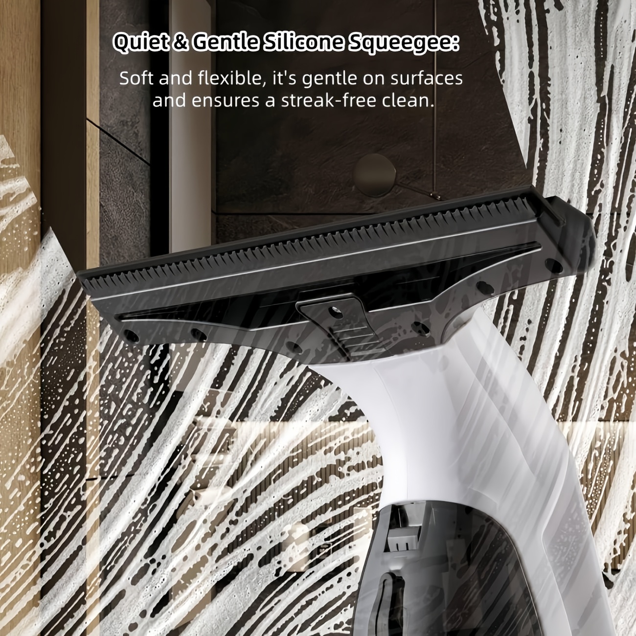 window vacuum squeegee cordless 2000pa electric window cleaner tool with 2200mah 150ml water collection tank window cleaning kit shower squeegee for glass doors windows mirrors car white Product details 1
