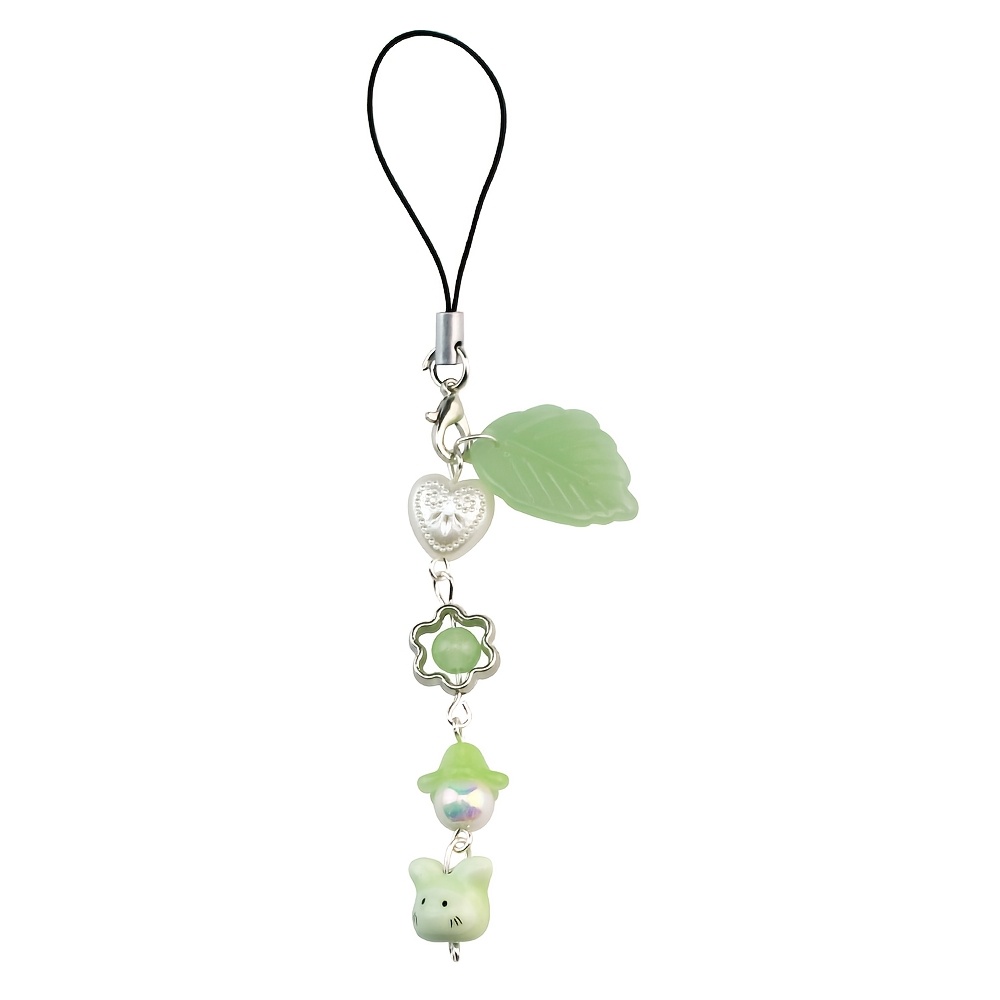 TEMU 1 Cadena para Móvil de Conejito de con de Hojas y Cabeza de , de Jade, y Tierna