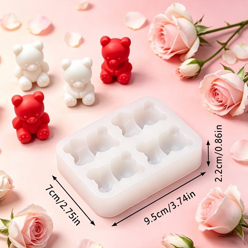 TEMU Stampo in a forma di orso a 4 cavit� per artigianato fai da te in resina, cera e gesso - Cornice rettangolare con 4 cavit� a forma di orso per