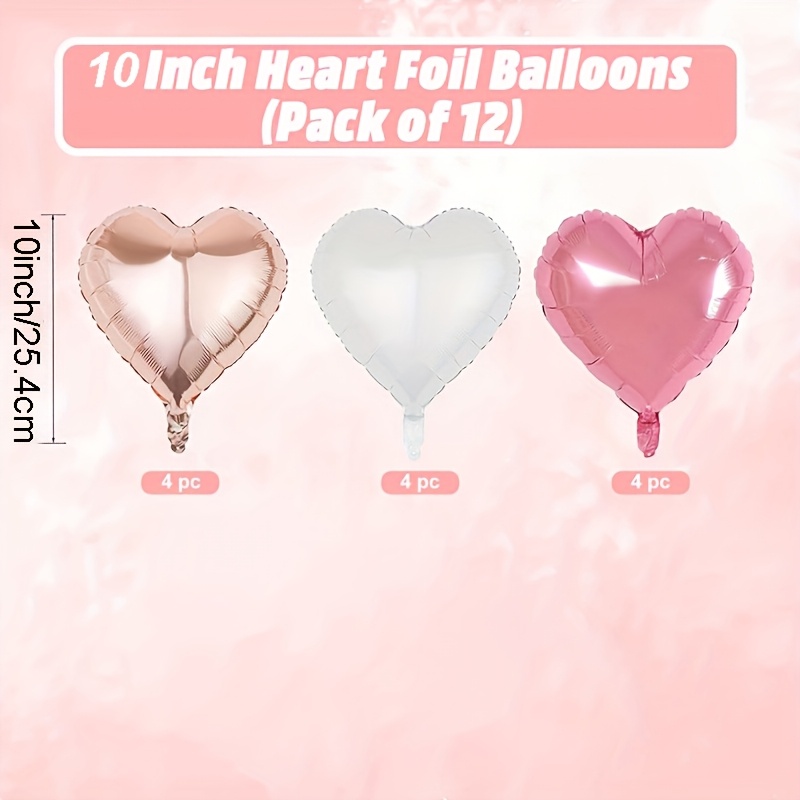 12pcs 10-inch Pink White Rose Foil Balloon Set Camping Party Decoration Arrangement Gathering Party Decoration Wedding Birthday Party Decoration Supplies