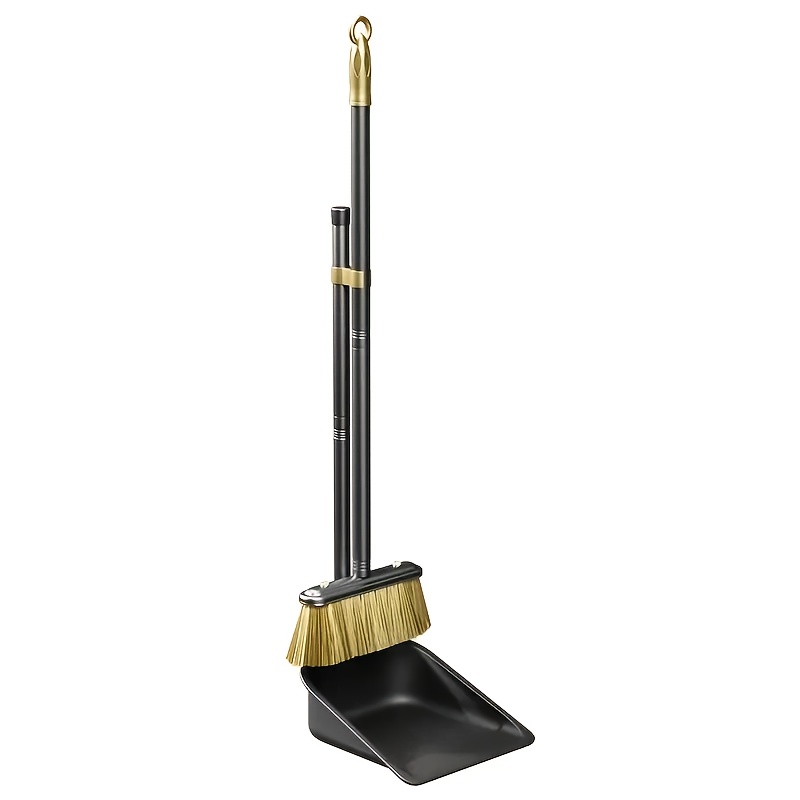 Image of 2pcs Broom And Dustpan Set, Ideal For Living Room, Bedroom, Bathroom, Kitchen, And Terrace And Outdoor Cleaning