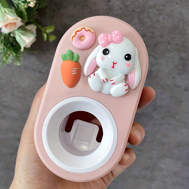 E-shop 1 Stück Automatischer Zahnpastaspender mit 3D-Häschen-Cartoon-Design, Klebender Badezimmer-Zubehörhalter, Bohrfreier
