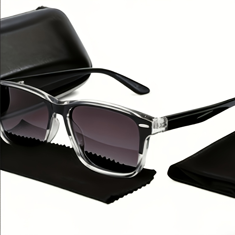 TEMU Unisex Trendy Glasses Feature Square Frames With Tac Lenses. With Lightweight And Stylish Photochromic Lenses, Are Ideal For Driving And