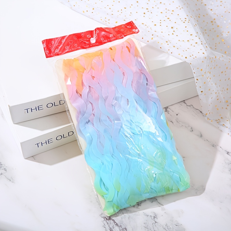 TEMU 2-pack Macaron Gradient Wavy Foil Fringe Streamers Backdrop, 3.28 X 6.56 Ft Colorful Tassel Streamers, Photo Booth Prop Decor For Birthday,