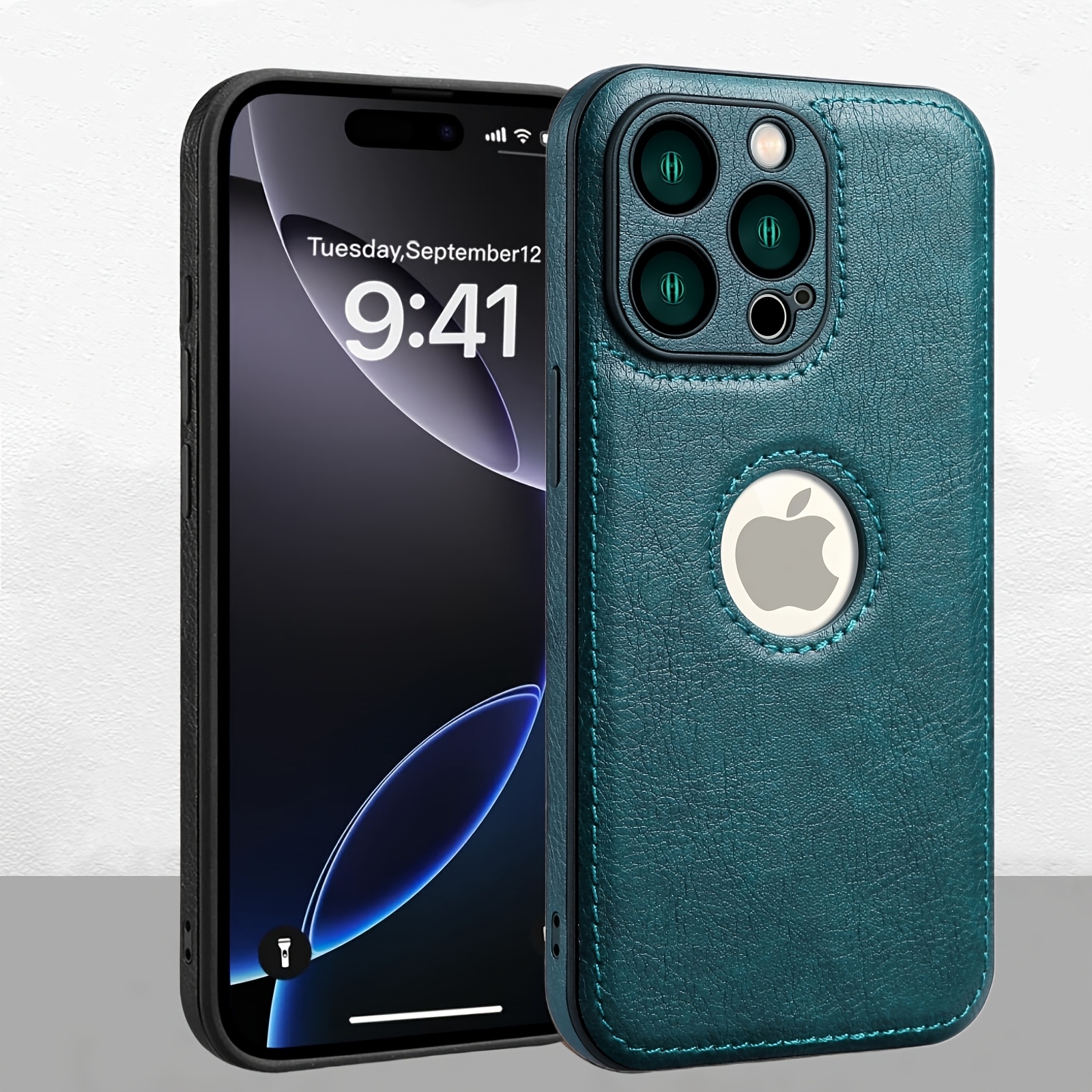 Logo View Compatible with iPhone 15/14/13/12 Pro Max Case Slim Premium Vegan Leather Classic Luxury Elegant Thin Cover, Shockproof Full Protection - Image 9