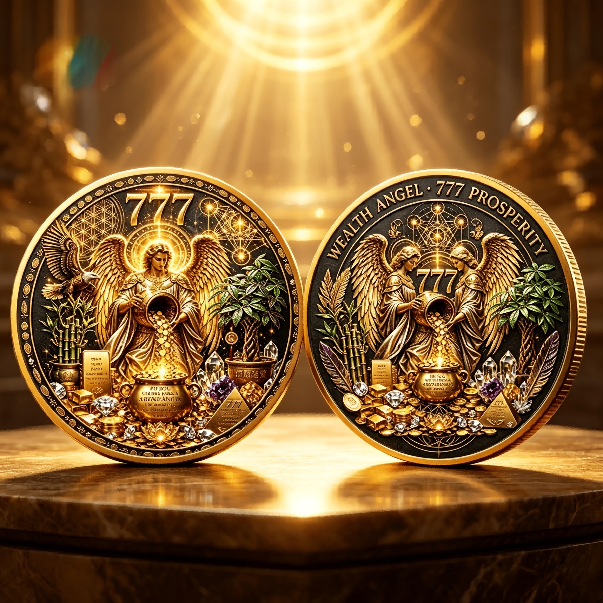 Image of 2d Fortune 777 Double-sided Color Printed Commemorative Coin, Symbolizing Wealth, , , And . Suitable For And Spiritual Wealth-themed Collectibles