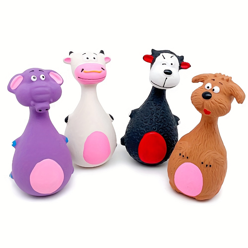 

fun-filled" 2-piece Squeaky Latex Dog Toys - Durable Chew & Molar Play For All Breeds, Cartoon Design