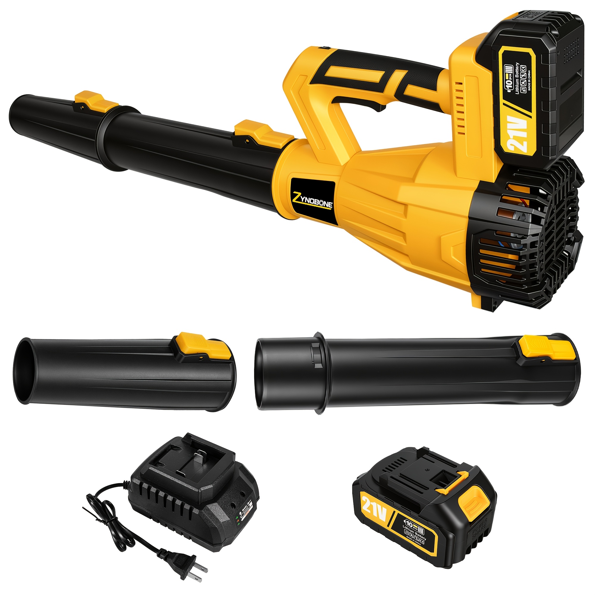 TEMU 21v Leaf Blower, 580cfm Electric Leaf Blowers With 1 X 4ah Batteries And Charger, 6 Speed & Extension Nozzle, Powerful Snow Blowers For Lawn
