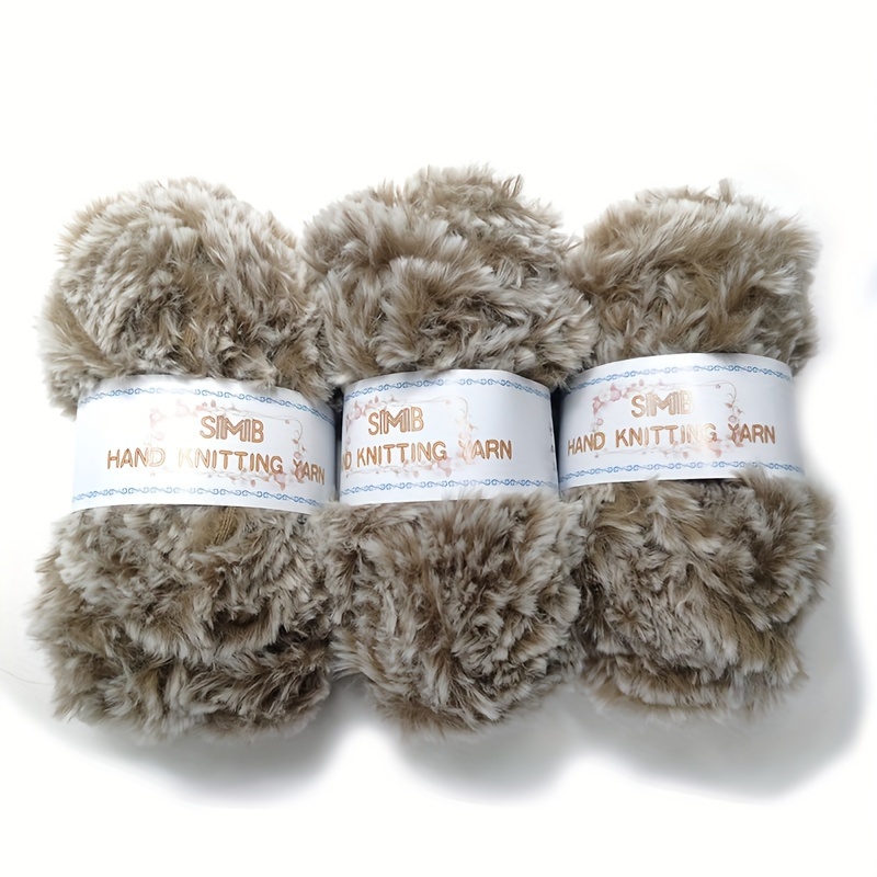 3pcs Set Fur Yarn Solid Color With Fashion 100% Polyester Thread For Crocheting And Knitting Hand Weaving Scarves, Blankets, Hats, Clothes 1.76 Oz /pcs, 1259.84 Inch X3