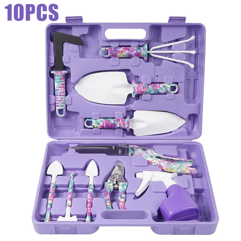 TEMU 10pcs Floral Print Gardening Set, Watering Can/shovel Garden Tool Set, Yard, Lawn And Garden Manual Gardening Tools