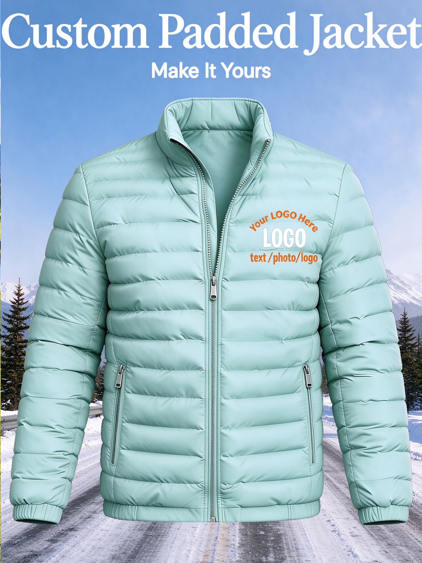 Custom Padded Jacket - Men's Stand Collar Thickened Padded