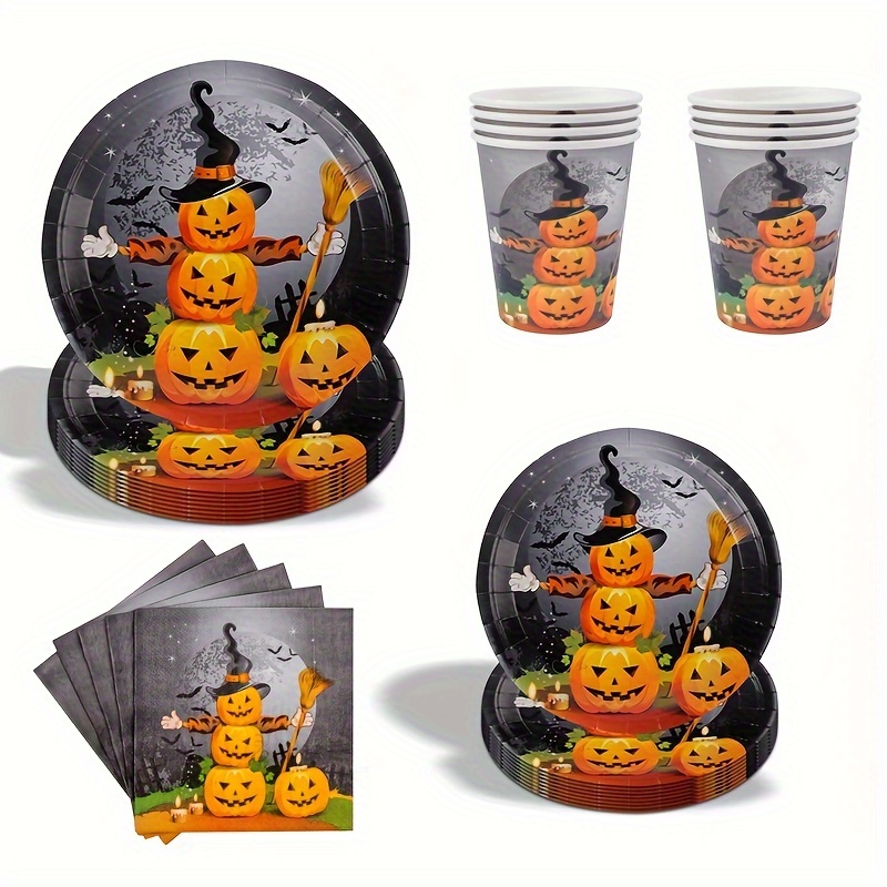 

Party Supplies Set - Pumpkin Themed Disposable Tableware Kit With Plates And Napkins For Birthday And Celebrations, Leak-proof Paper Material, Cut-resistant And Recyclable