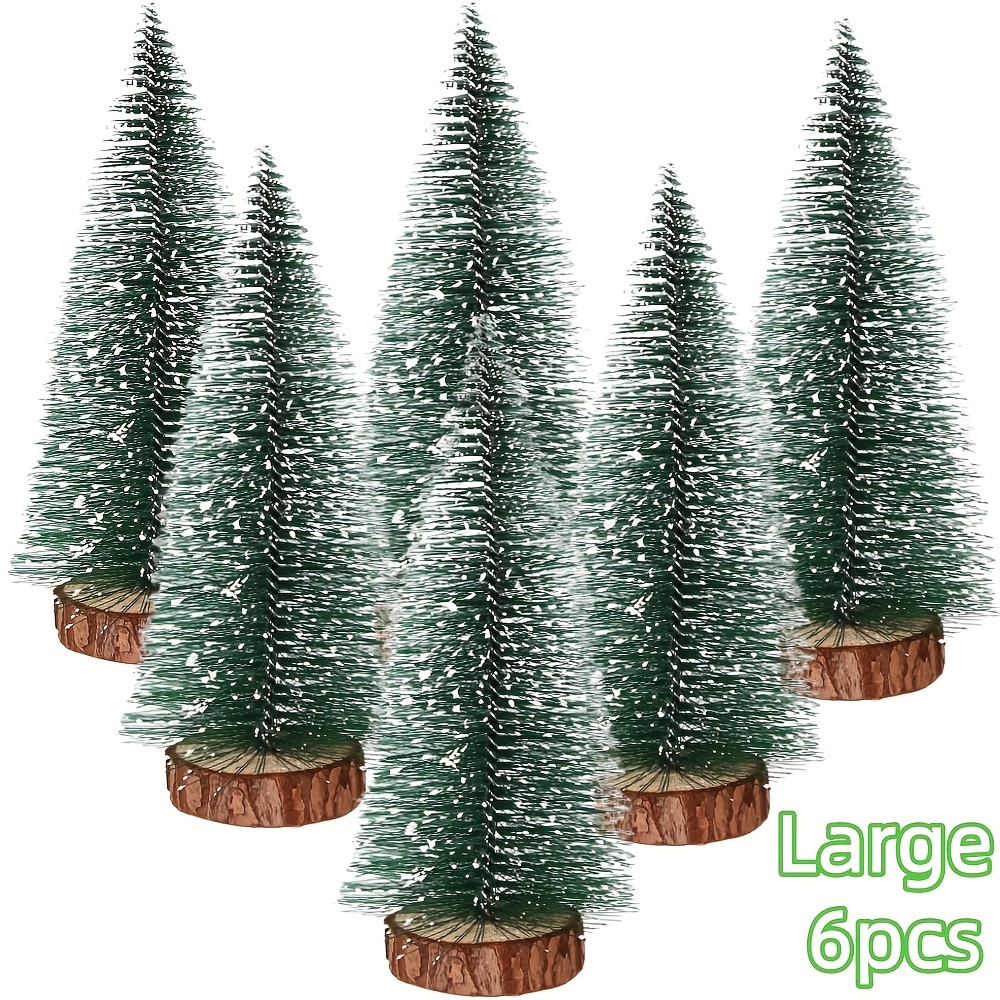 TEMU 6 arbres de Noël artificiels en PVC, de pin, avec branches superposées et sommet en neige - Base robuste, idéal pour la décoration