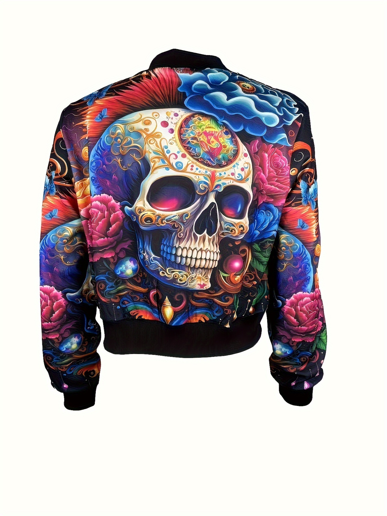 週末SALE【CLANE】LANTERN SLEEVE JACKET skull print zipper front jacket casual long lantern sleeve
