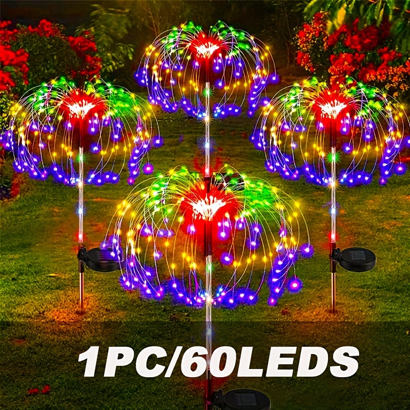 

60led Outdoor Solar Pole Fireworks Light, +flashing, Diy Fireworks Light, Suitable For , , Lawn, Party, Wedding, Christmas Decoration