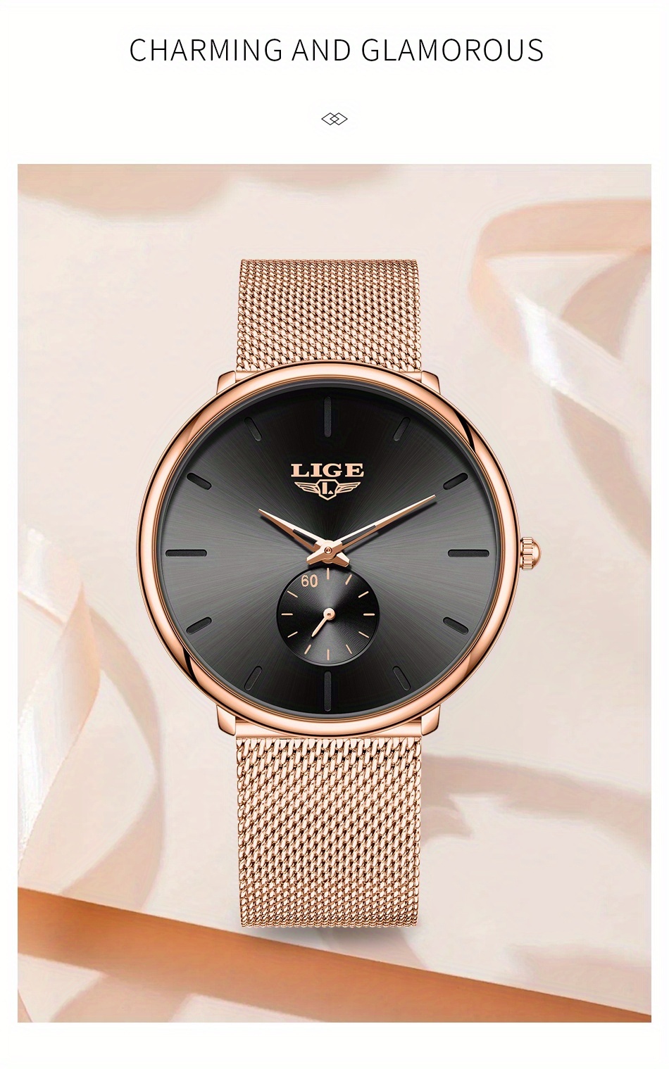 LIGE Timepieces Feature a Stylish Round Quartz Design, Embodying a Easy Yet Classic Three-Hand Style. This Watch Is Perfect for Women, Available in White, Blue, And Black. It Seamlessly Blends Business Casual with Sporty Elegance