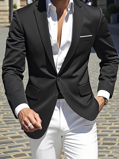 business casual single breasted mens jacket premium two button suit coat for men