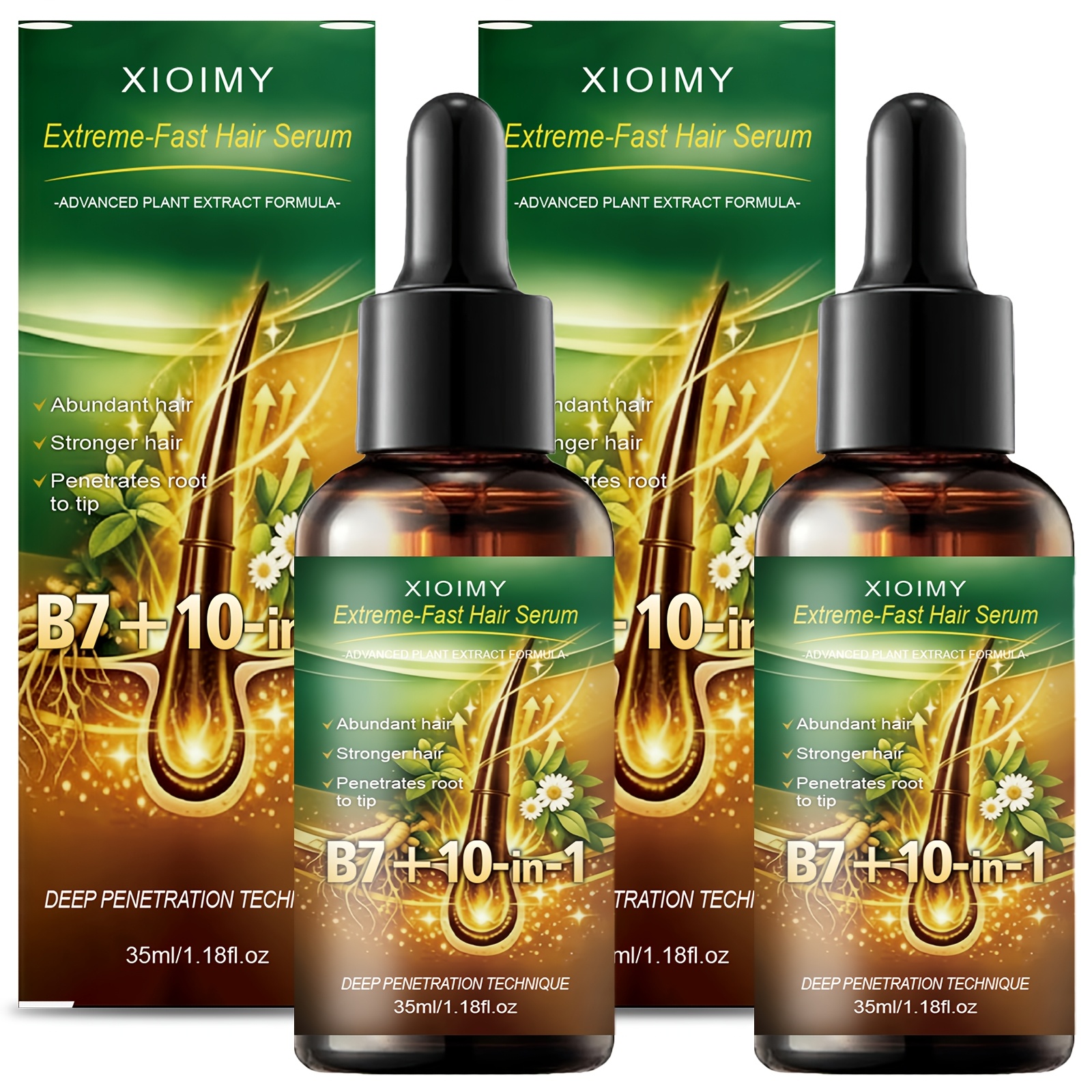 Image of 2pcs B7+-1 Scalp Hair Serum, Containing Ginger And Other Plant Extracts, With Plant Extract Hair Care Formula, Strengthening Hair Strands, Maintaining Quality, Penetrating Nourishment From Root To Tip